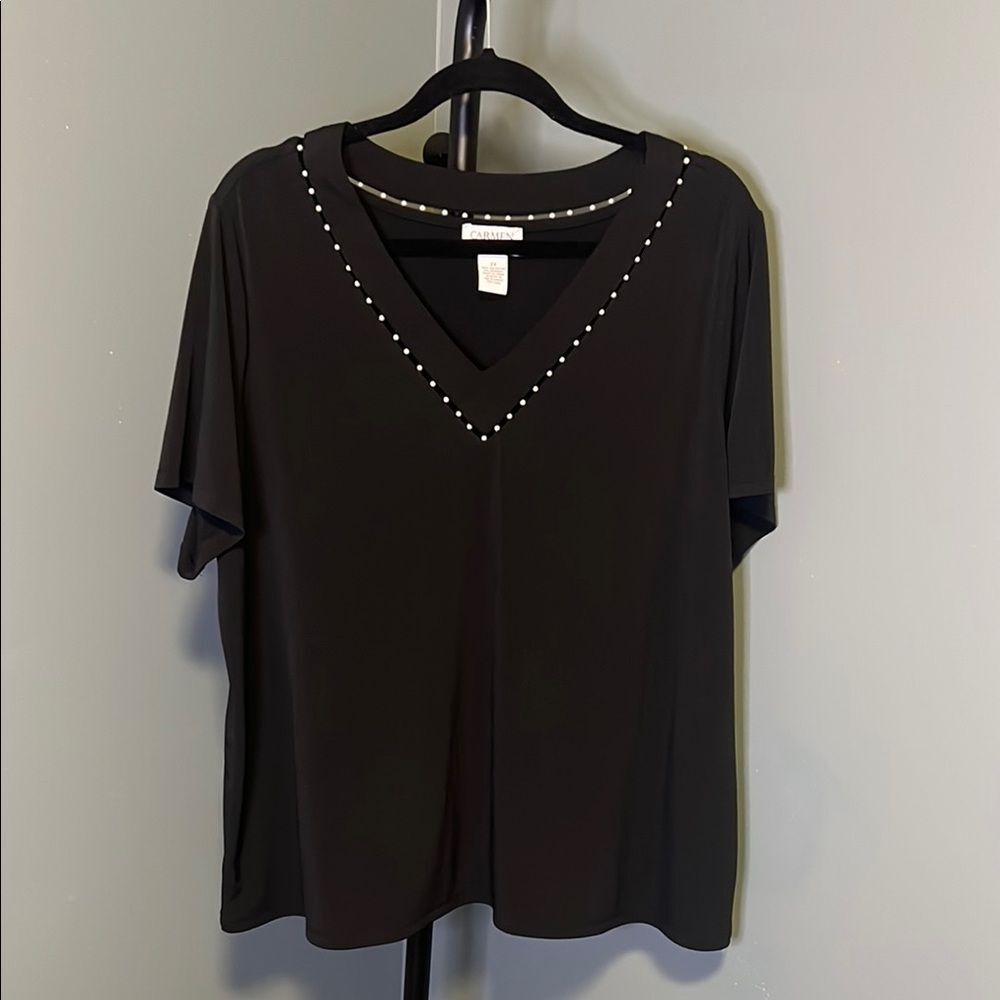 Carmen Marc Valvo Black Embellished Relaxed blouse
